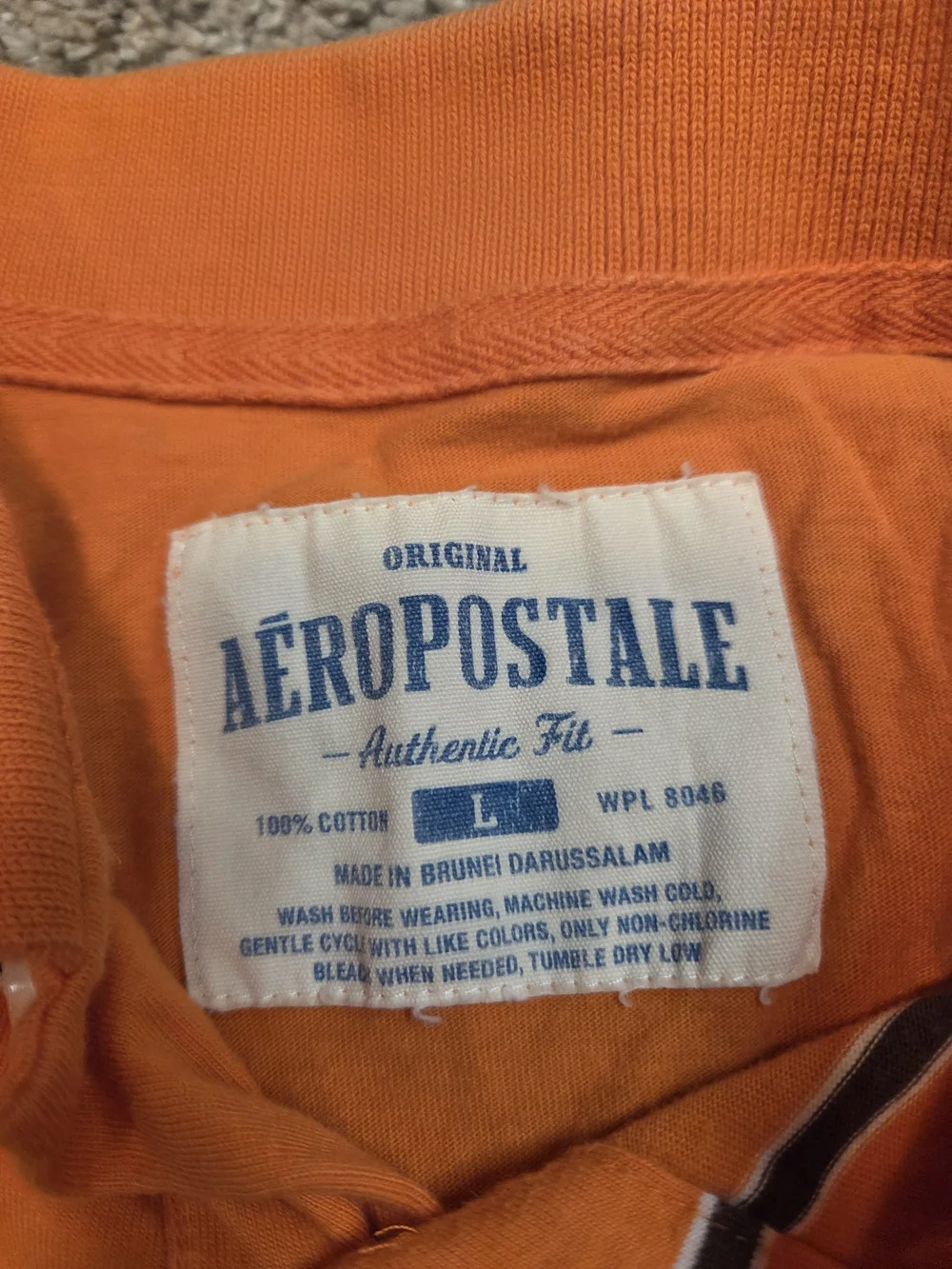 Vintage Aeropostale Y2K Orange Striped Bulldog Polo Shirt Size L